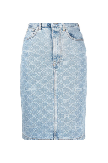 Off-White denim skirt with bleach logo