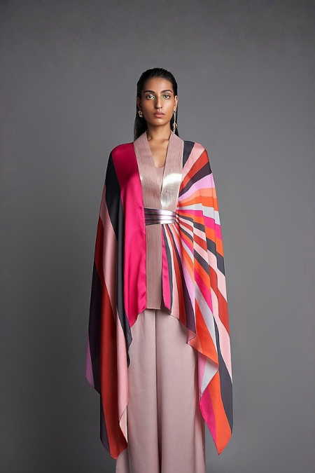 Amit Aggarwal metallic watercolour cape
