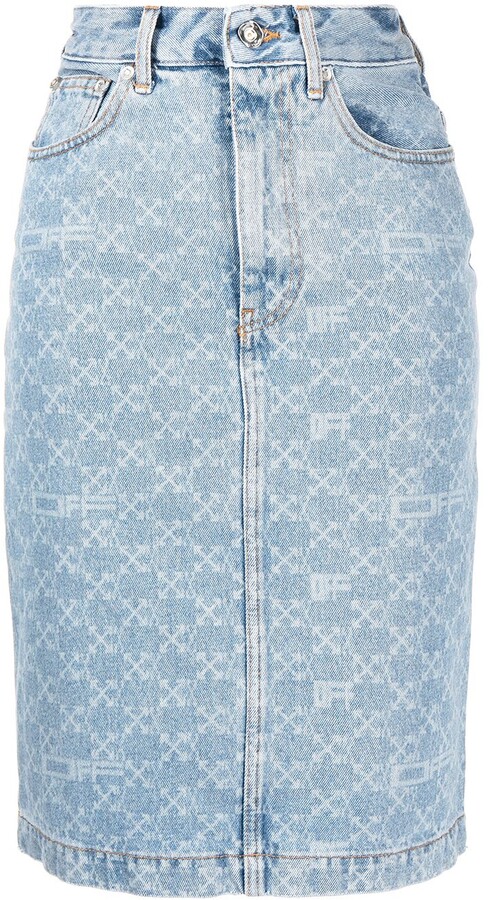 Off-White denim skirt with bleach logo