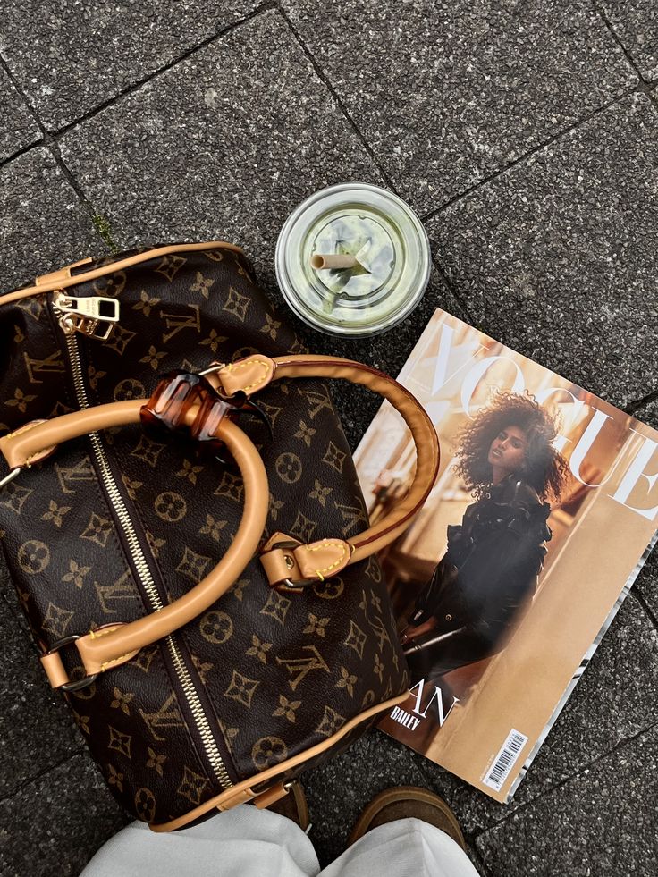 Vintage Louis Vuitton Speedy bag in monogram canvas used for everyday street style
