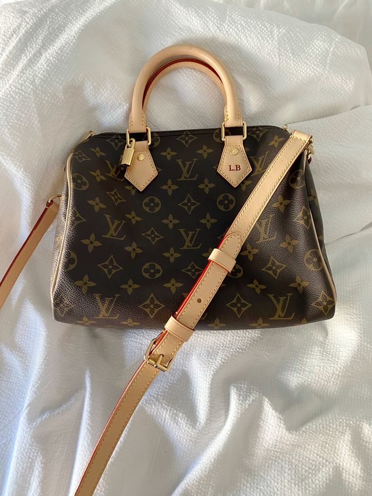 Vintage Louis Vuitton Speedy bag in monogram canvas used for everyday street style
