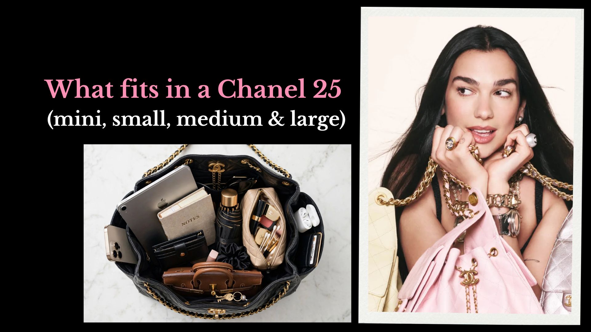 What fits in a Chanel 25 bag?